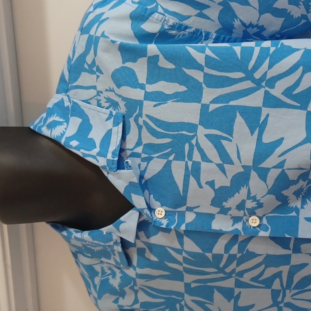 Free Assembly Men's Tropical Blue Casual Shirt, M - Picture 2 of 8